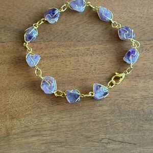 Gold and Purple Gemstone Bracelet